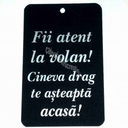 Ornament carton catifelat  negru Fii atent la volan